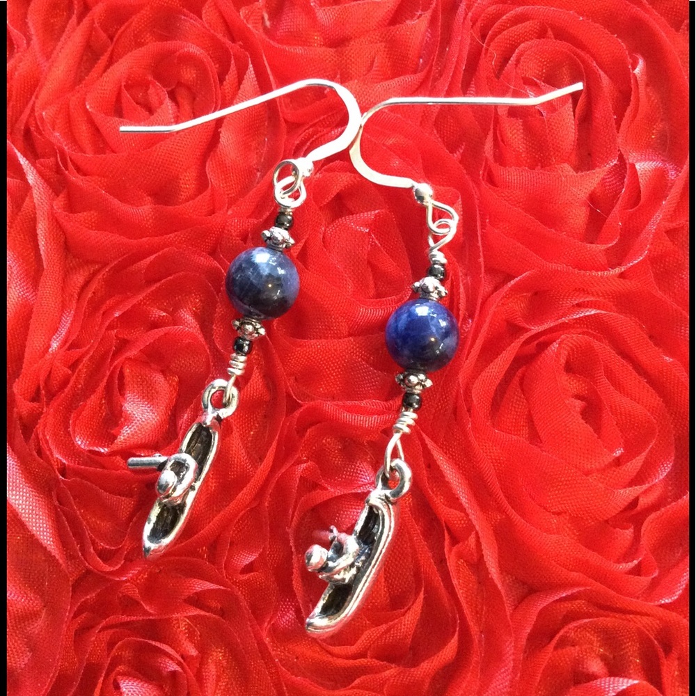 Silver canoe earrings
